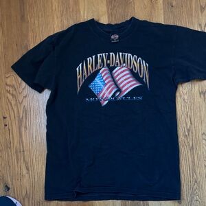 Harley-Davidson Black Tee with American Flag Design